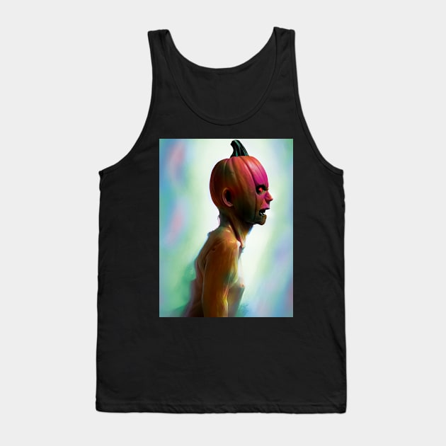 Pumpkin Head Zombie Tank Top by Cosmic Capricorn